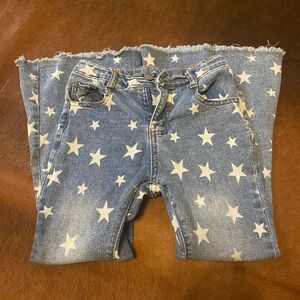 Western star print flare jeans